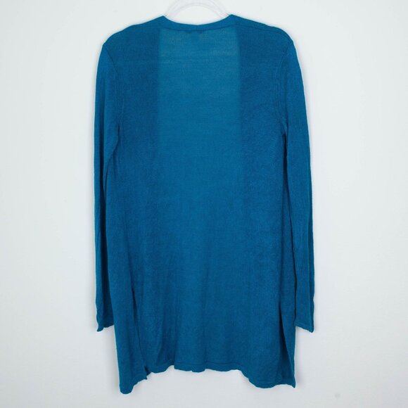 J. Jill Womens Linen Blend Open Front Long Cardigan in Oceanside Size S Summer - Picture 9 of 10